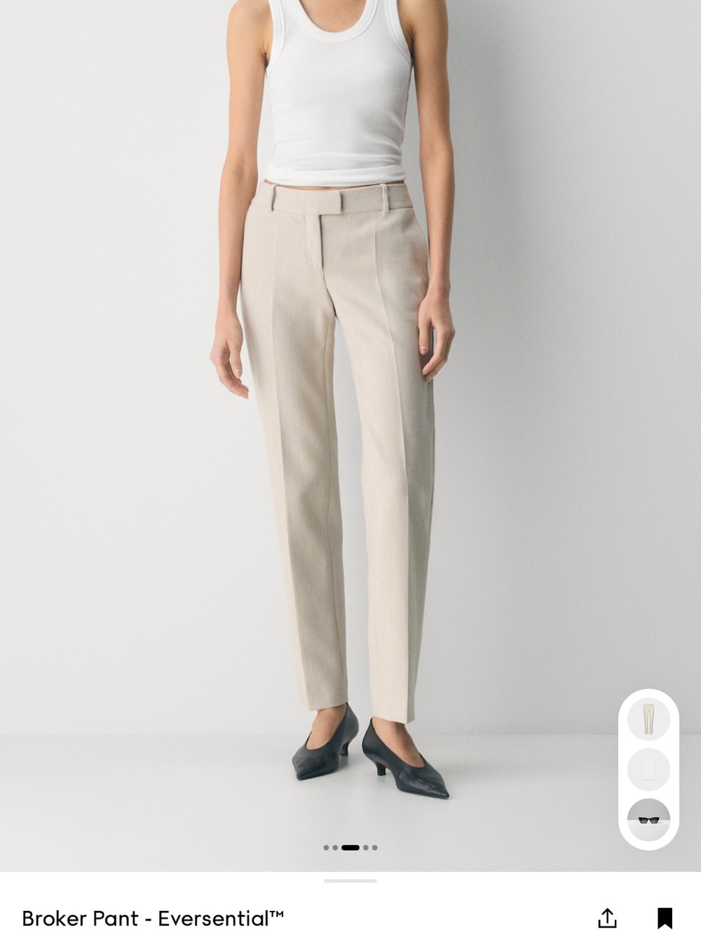 Aritzia Broker Straight-Leg Pants - Heather matte pearl